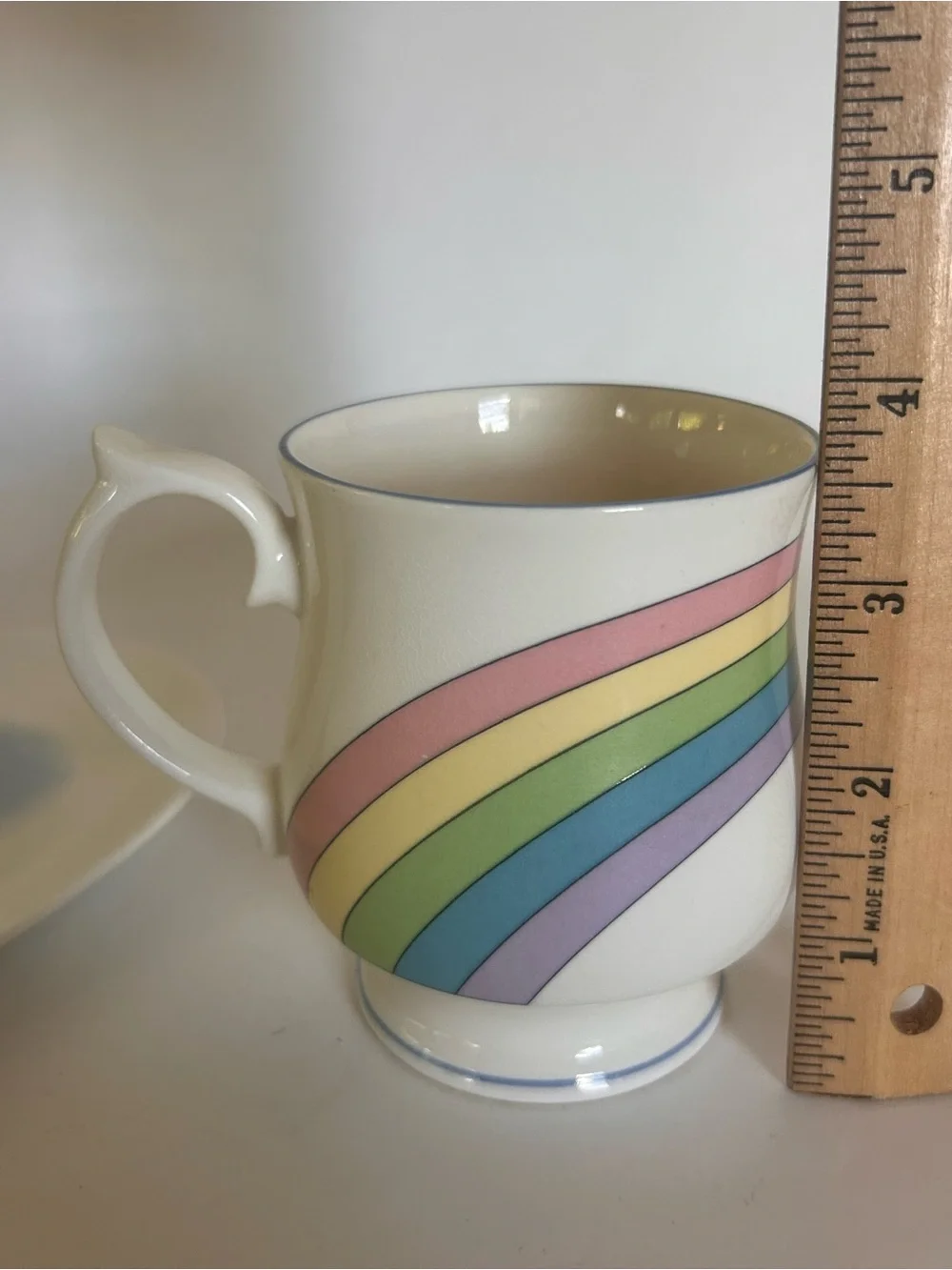 Elizabethan Staffordshire Over Rainbow Fine Bone China Heart Plate‎ Mug VTG 90s